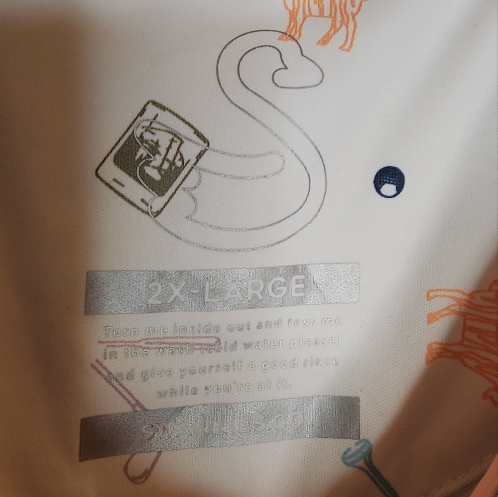Swannies Amendt Print Golf Polo Sunset White Goat Tee Golf Balls Men's Size 2XL - Picture 5 of 16